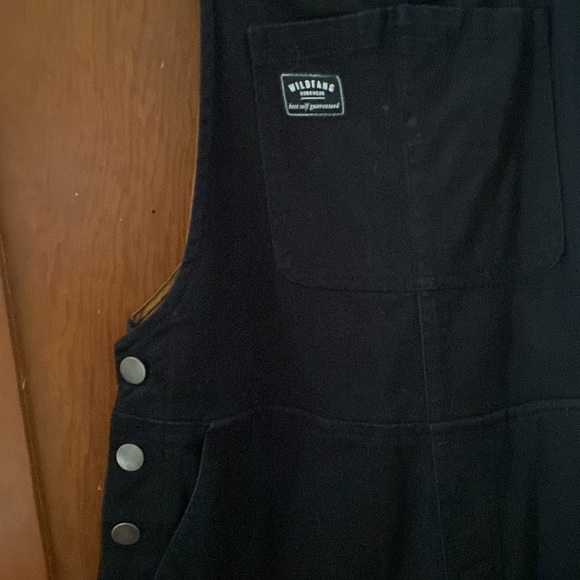Wildfang Essential Overall Stretch Cotton Shorts Overalls XSmall Black Unisex - Picture 5 of 8